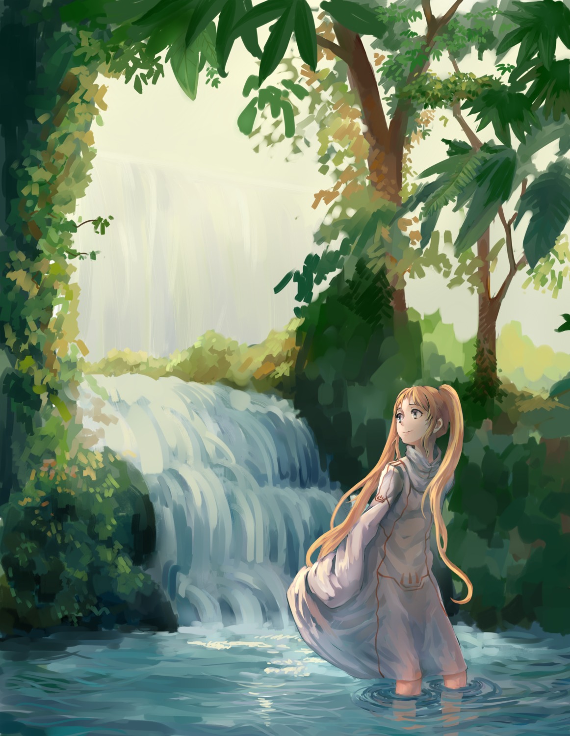Девушка у реки арт